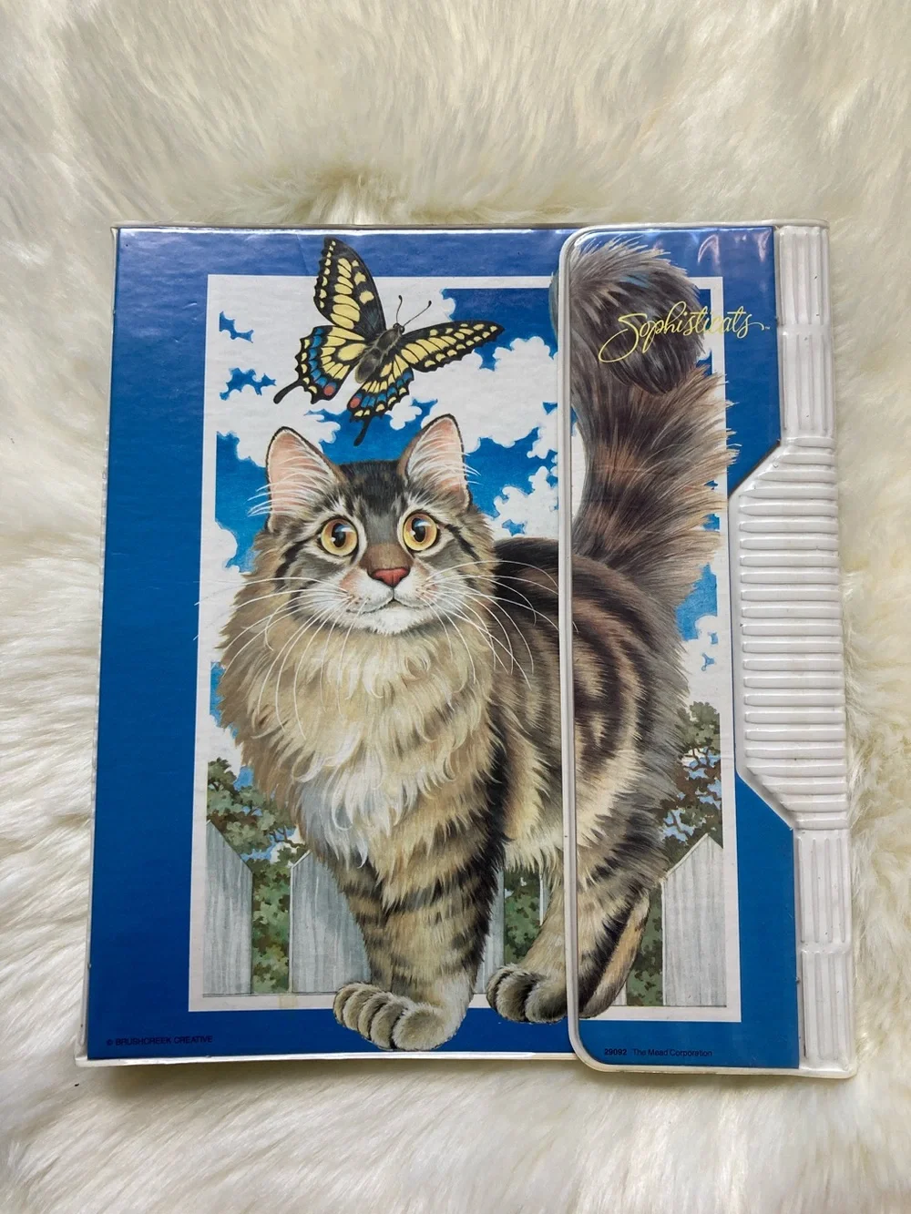 Vintage 90s Trapper Keeper Cats Butterfly Sophisticats Mead Folder 3 Ring Binder